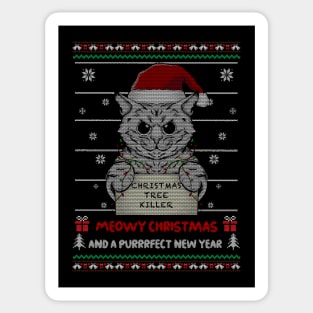 Meowy Christmas - cat funny tshirt Sticker